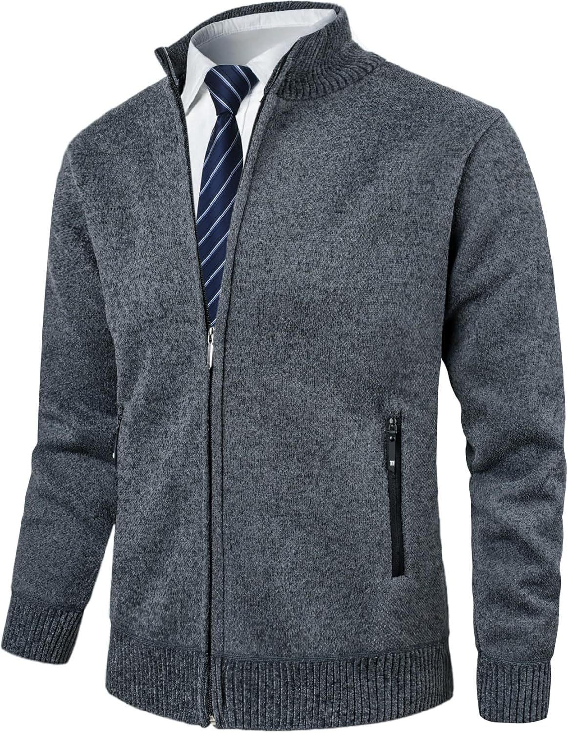 Pinkpum Cardigans Homme Automne Hiver Veste En Maille Ouvrez-Front Zipp