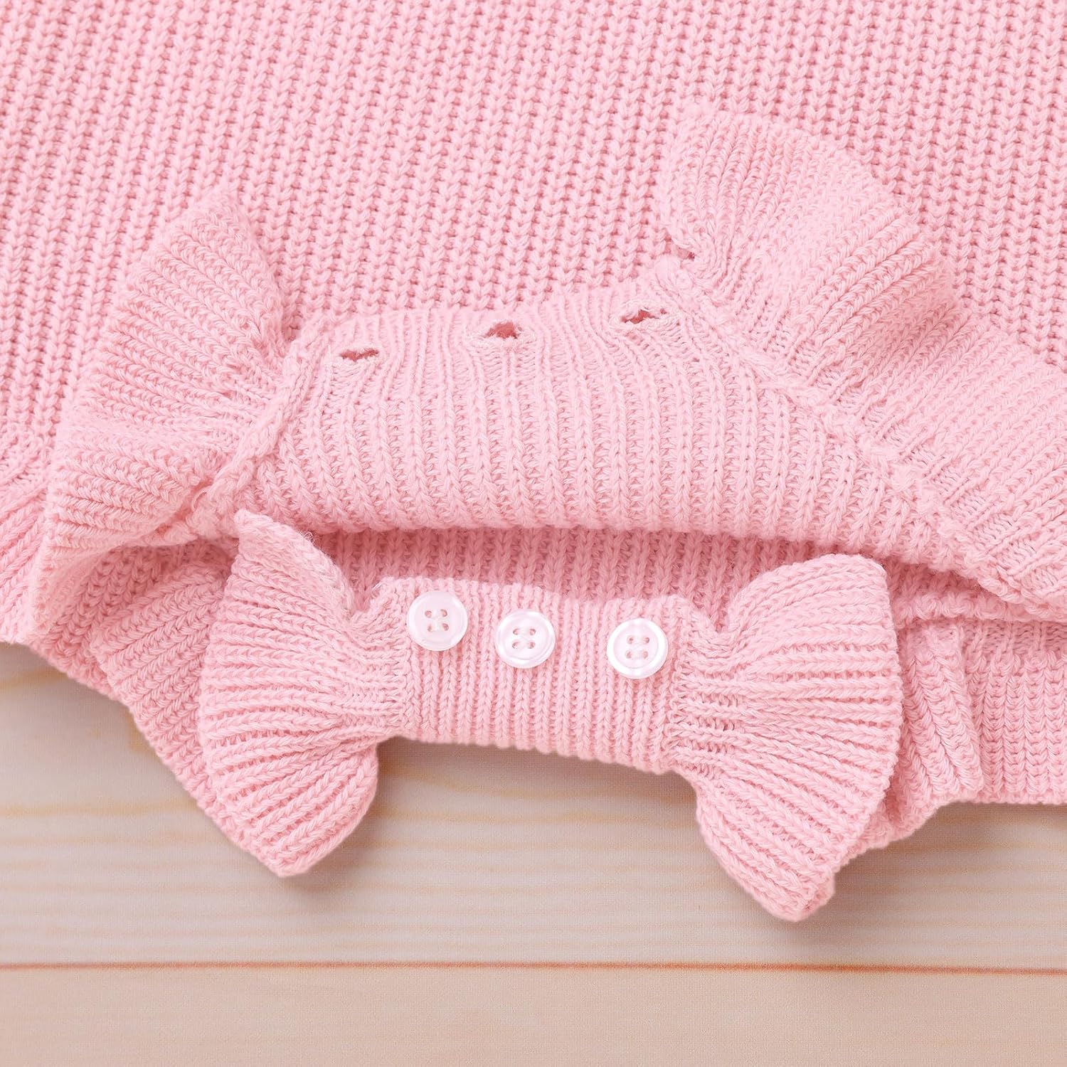 IBAKOM Baby Girl Bubble Sweater Romper Long Sleeve Bowknot Donut 1st Toddler Birthday Outfits Fall Winter Knit Jumpsuit - Image 3