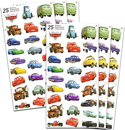 Disney Cars Stickers for Toddlers Kids Adults Set ~ Bundle Includes 150 Disney Cars Stickers on 6 Party Favor Sheets (Disney Cars Party Supplies Decorations)