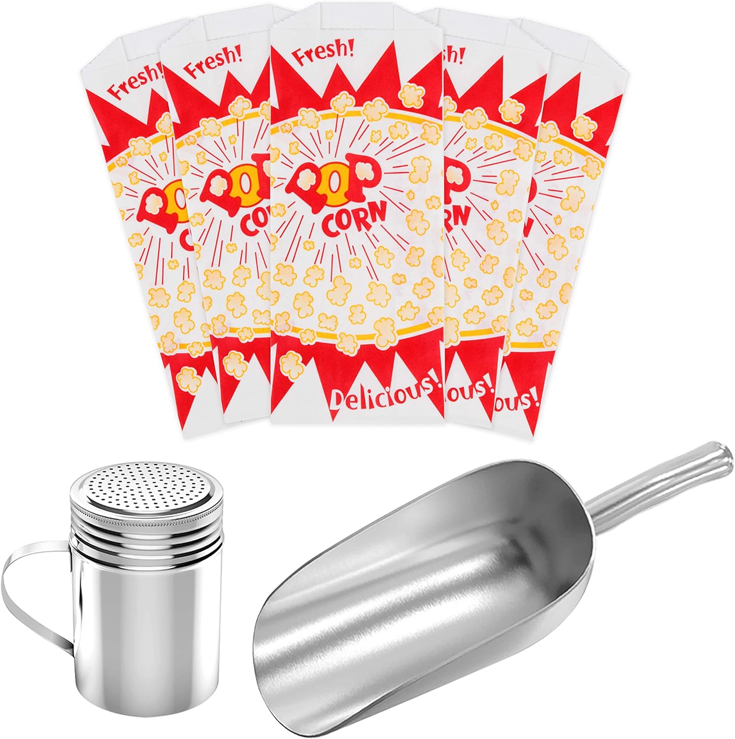Popcorn Machine Supplies Set, 100 Popcorn Bags (1 oz