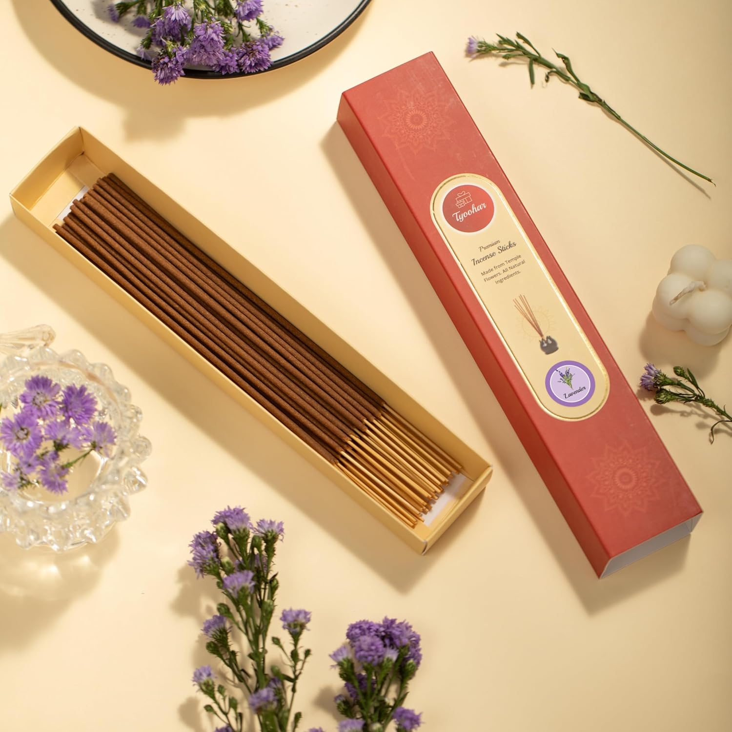 Tyoohar 100 Natural Dhoop Sticks Lavender Incense Sticks Agarbatti 40