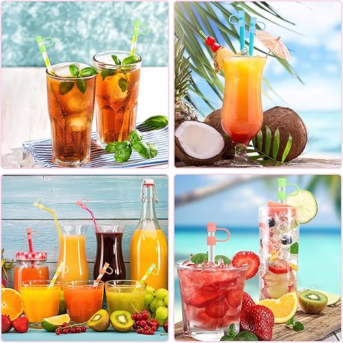 Miniatura 6 de Juego de 10 fundas de silicona para popotes reutilizables, compatibles con pajitas de 0.315 a 0.315 pulgadas, 10 colores disponibles, perfectos para