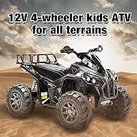 Vista 7 de Soar Electirc - Cuatro ruedas para niños pequeños de 4 ruedas 3-6, cuatrimoto de 12 V a batería, Quad para niños con luces LED, música, alta