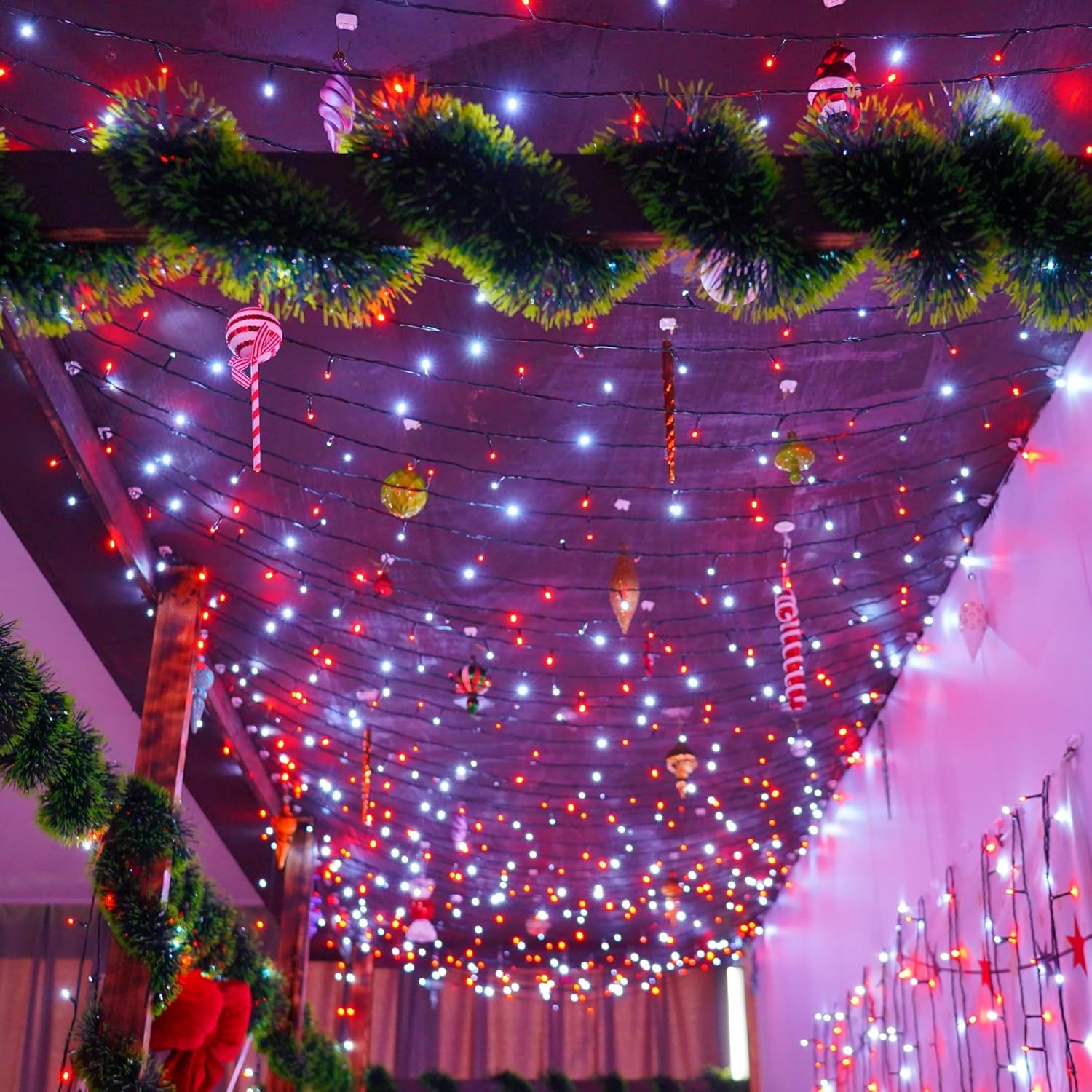 YEGUO 66ft 200 LED Christmas Lights Outdoor Waterproof, 8 Modes Purple String Lights Plug in, Green Wire Twinkle Tree Lights Indoor with Timer Memory - Image 4