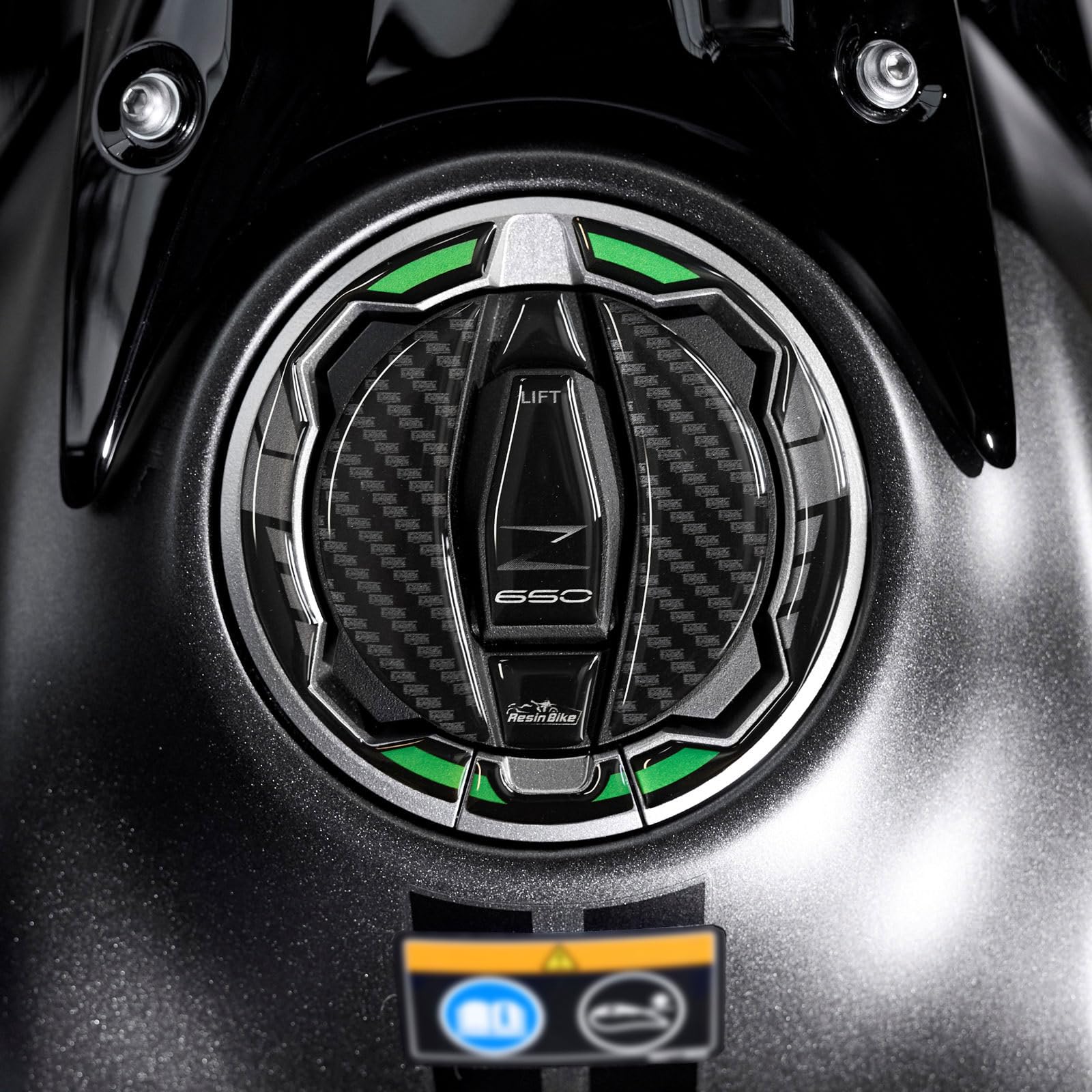 Resin Bike Motorcycle 3D Stickers Compatible with Kawasaki Z650 2024. Bike Tank Cap Protection from Impact and Scratches. Sticker 3D Resin Gadget Moto