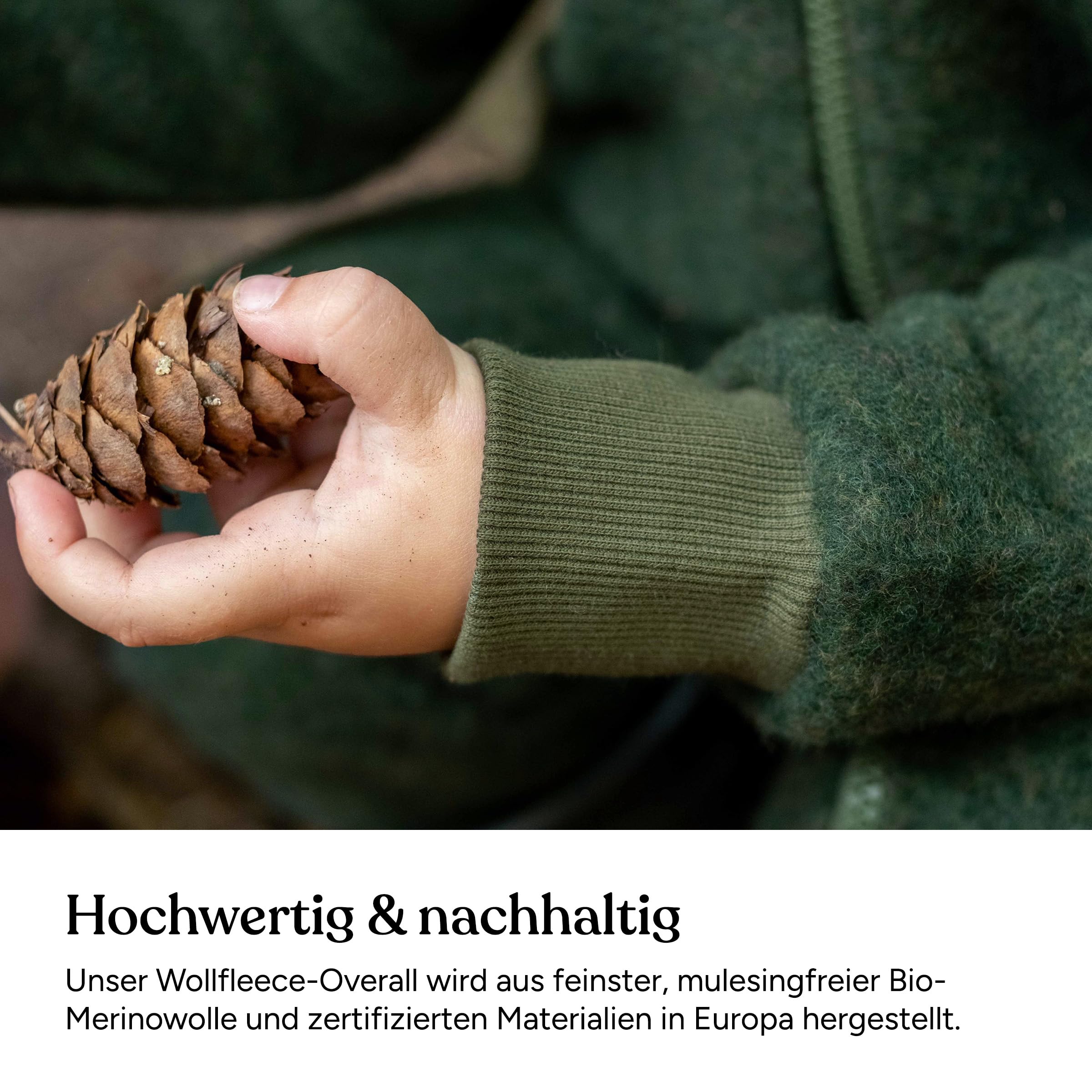 Ehrenkind® Fleeceoverall aus 100% Bio-Merinowolle, Atmungsaktiv & temperaturausgleichend, Wollfleece, Baby Overall mit Kapuze