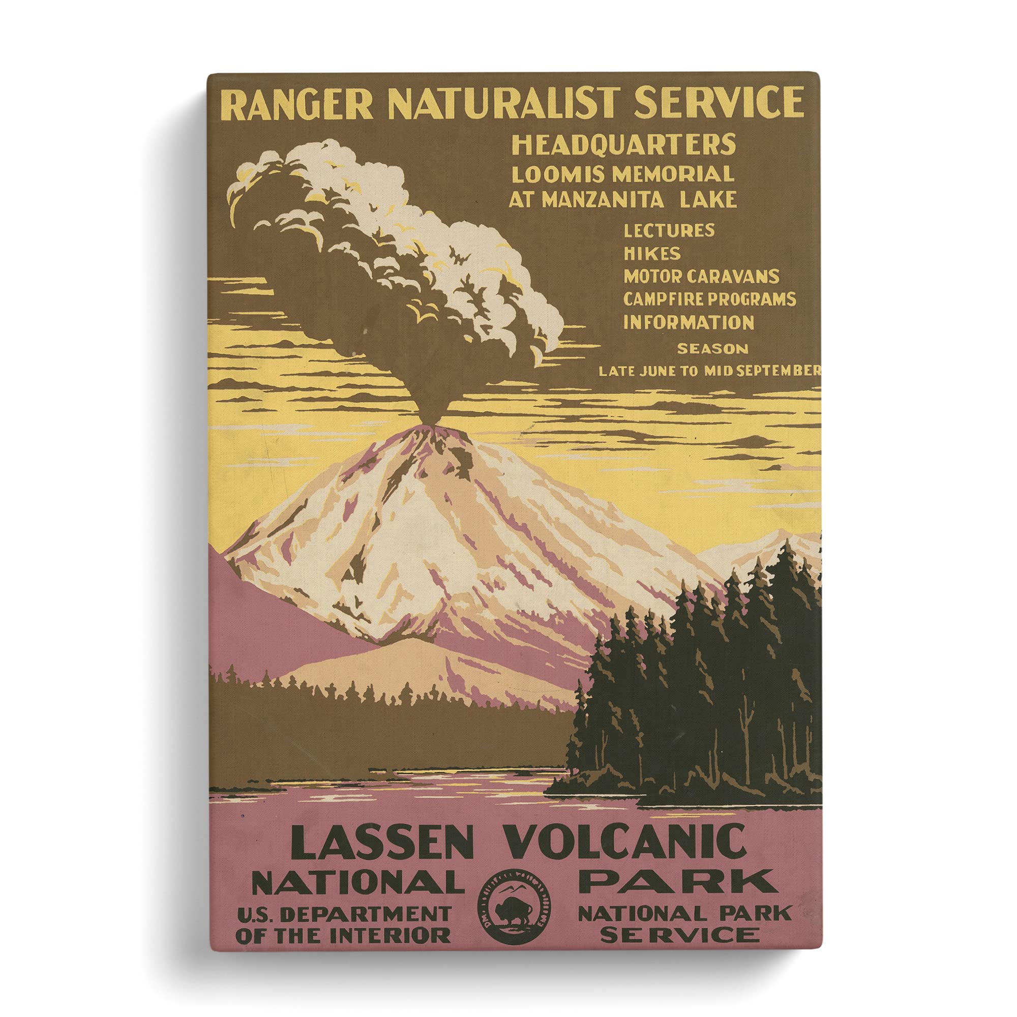 Wpa Lassen Volcanic National Park Travel Poster Canvas Print, Mixed, 25L x 50W cm - Image 2