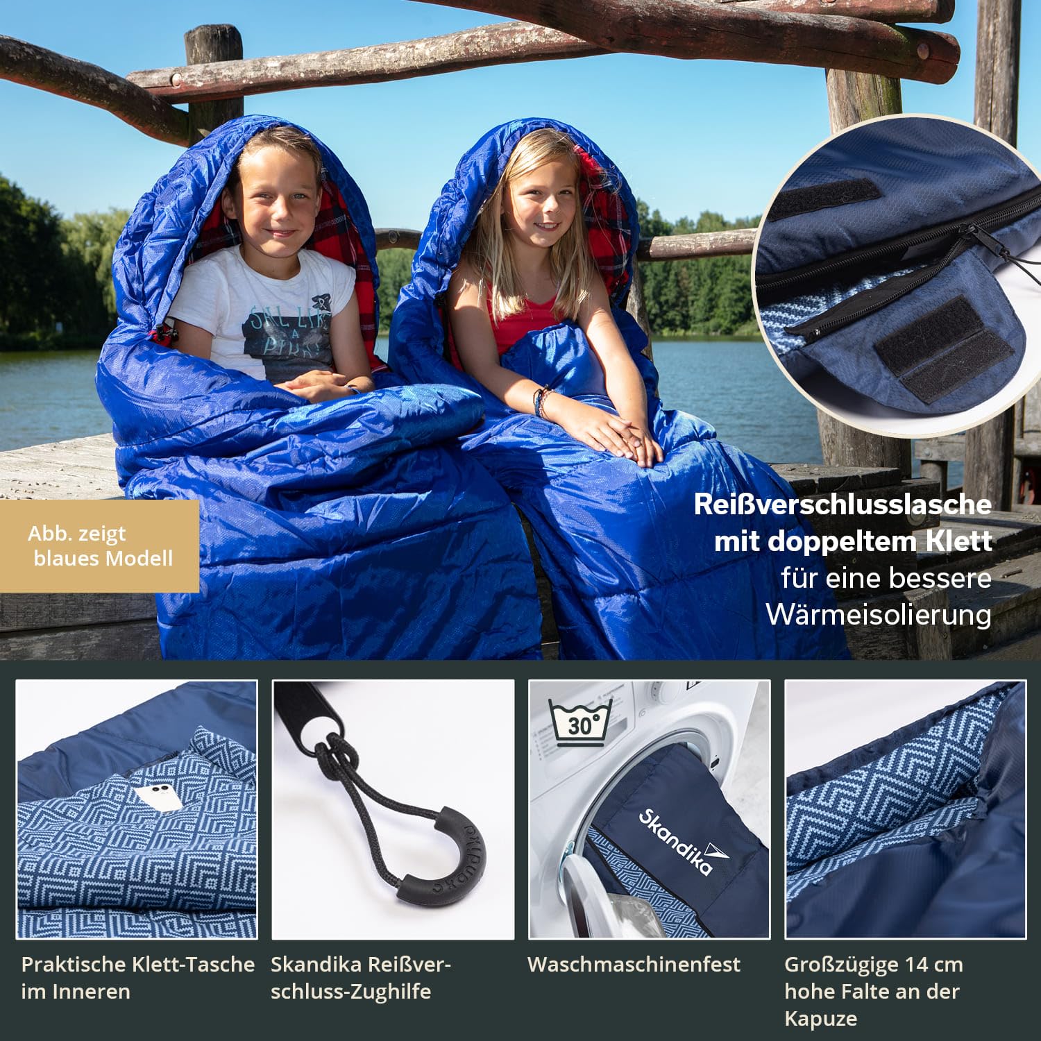 Skandika Dundee Junior Kinderschlafsack | Outdoor Camping Schlafsack für Kinder, Flanell-Innenfutter aus Baumwolle, kuschelig weich, wasserabweisend, Komfortbereich von 13 bis 3°C, 175 x 70 cm