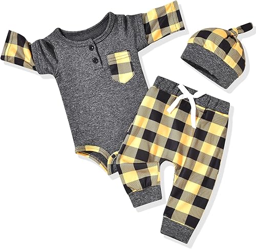 Aalizzwell Preemie Clothes Boys, Premature Baby Boy Fall Winter Outfit Buffalo P