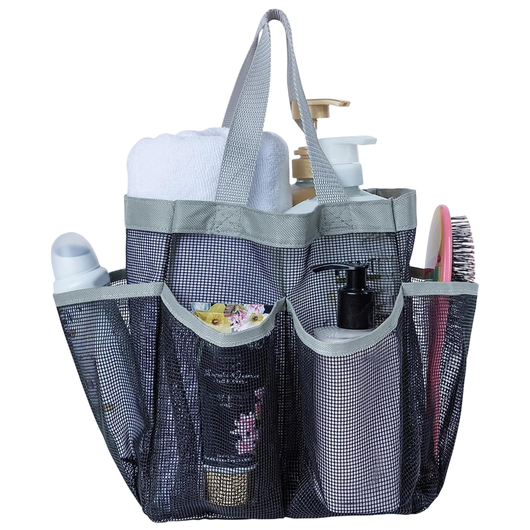 Vervevum Mesh Shower Caddy, Large Capacity Mesh Shower Bag with Multi-pockets and Handle, Portable Travel Toiletry Bag for College Dorm, Bathroom, Gym, Swimming, Beach