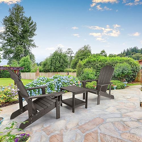 Miniatura 2 de Silla Adirondack resistente a la intemperie, silla Adirondack de plástico duro con soporte para tazas, cómoda, fácil de montar y mantener, silla de