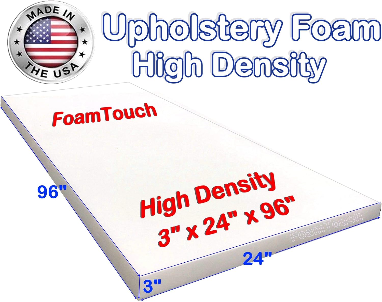 FoamTouch 1x24x96HDF Upholstery Foam, 1x24x96, White : Arts, Crafts & Sewing