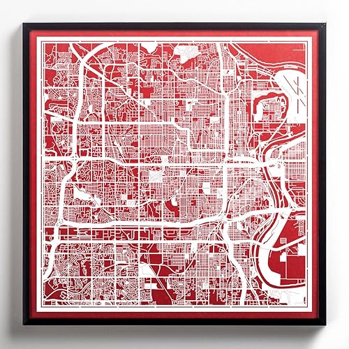 Miniatura 4 de Omaha, NE Paper Cut Map by O3 Design Studio - Papel decorativo (12.0 x 12.0in), color blanco