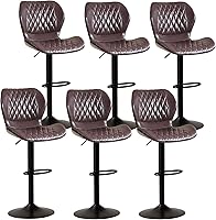 Vista 22 de Juego de 4 taburetes de bar, modernos taburetes giratorios de altura de mostrador para sillas de isla de cocina, taburetes de bar de tela ajustables