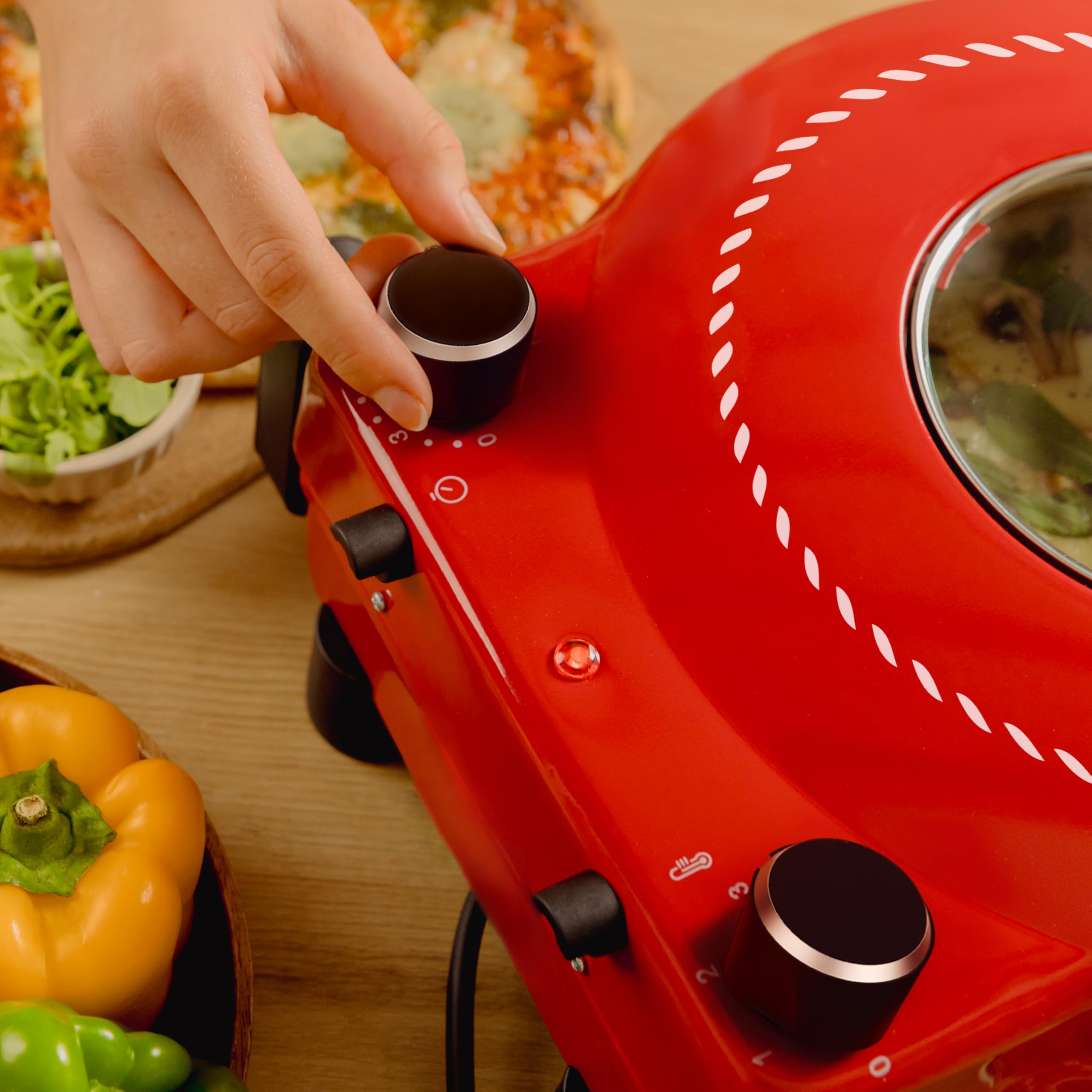Cecotec Four Grill Électrique pour Pizza Pizza&Co Mamma Mía Window. 1200W, Température 400ºC, Minuterie 15, Thermostat, Cuisson sur Pierre, Résistances Supérieures et Inférieures avec Fenêtre