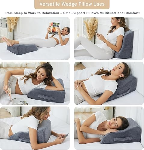 Miniatura 2 de Almohadas de elevación de piernas, almohadas de piernas de 8 pulgadas para dormir, almohada de espuma viscoelástica para hinchazón, circulación,