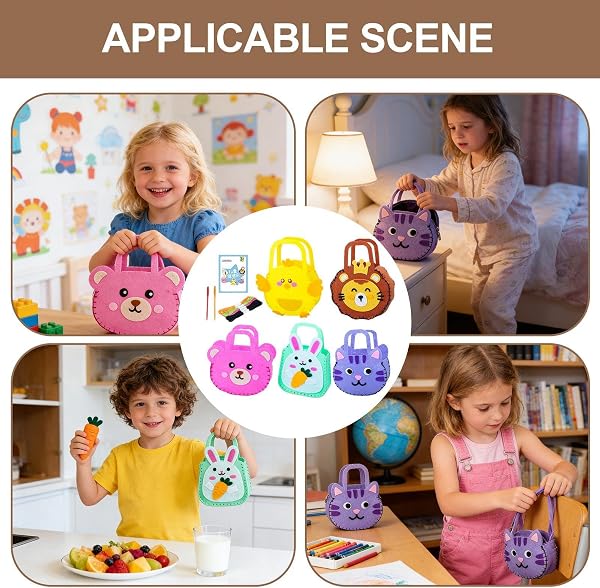 Sewing Bag Kit - Educational DIY Crafting Set, Sewing Handbag Set, For Beginners Girls Craft Lovers Interactive DIY Enthusiasts Birthday Classroom Activity Homeschooling School Project - 5
