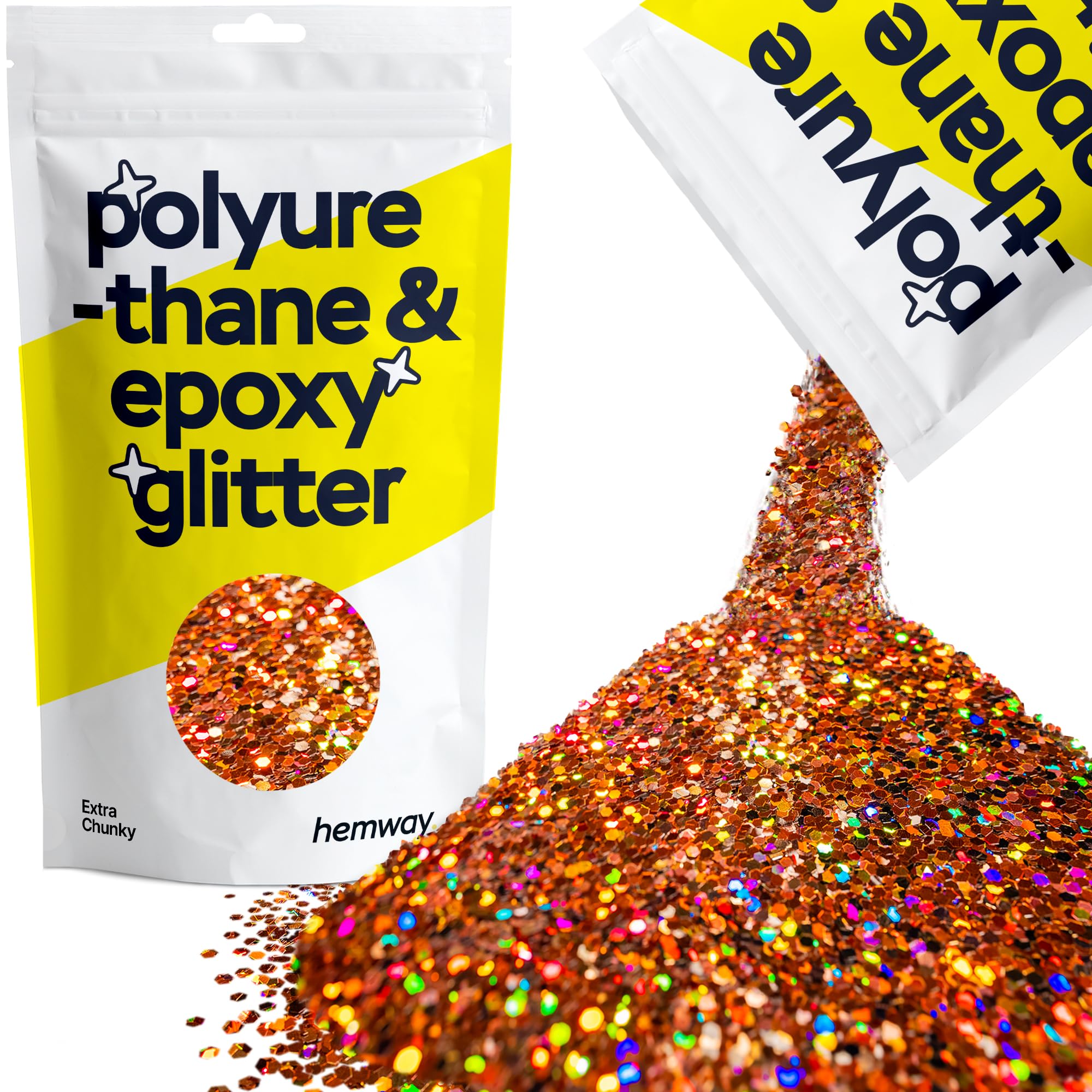 Hemway Resin Glitter Bronze Brown 100g Super Chunky | Polyurethane & Epoxy Glitter for Resin Crafts, Tumblers, Coasters, Floor & Table Art — view 97