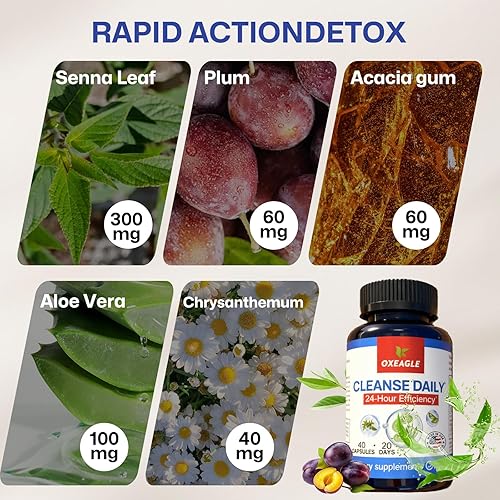 Miniatura 6 de Desintoxicación de limpieza intestinal para mujeres, limpieza de colon y suplementos herbales suaves para hombres, alimentado con hojas de senna,