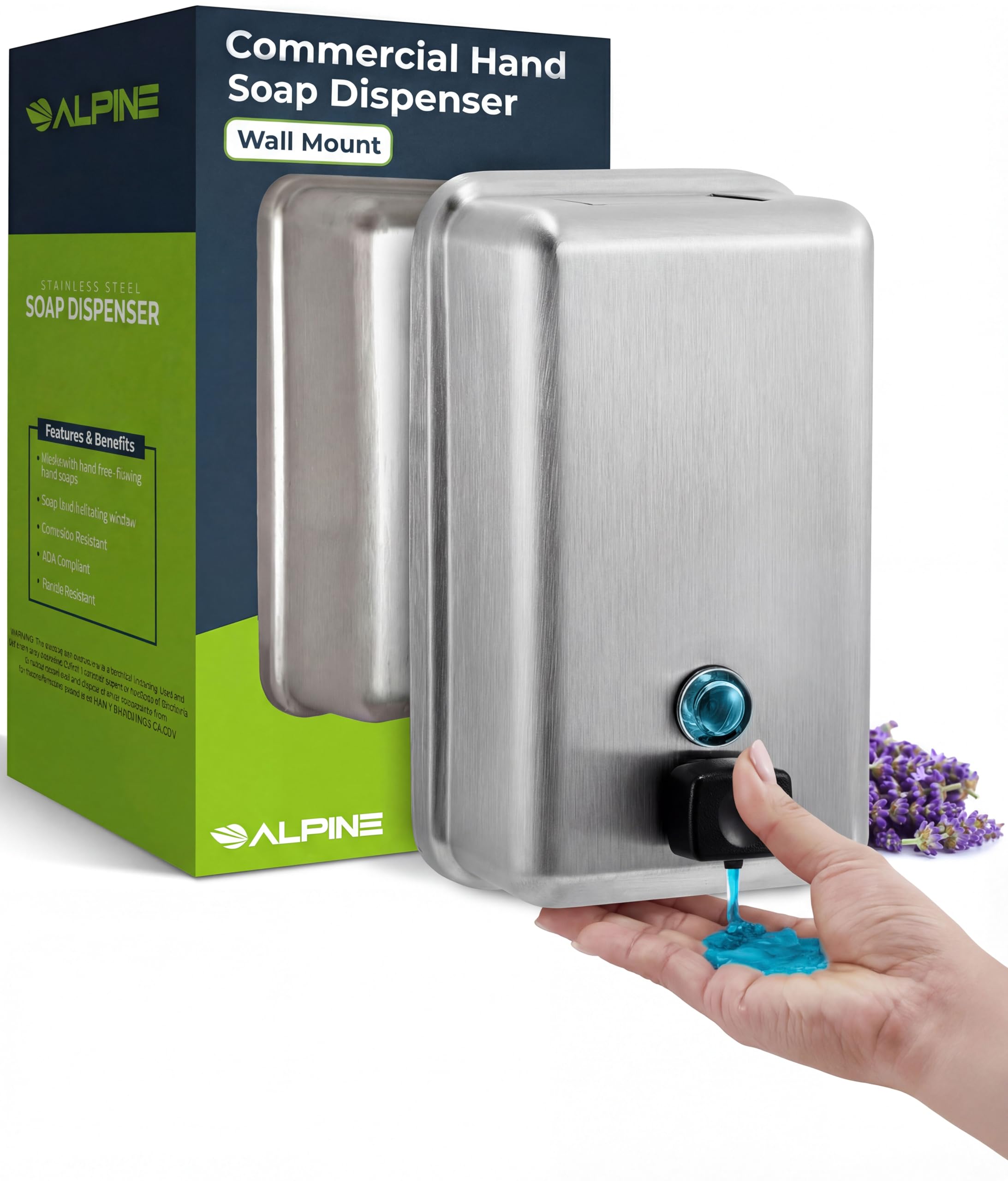 Alpine Stainless Steel Soap Dispenser Wall Mount