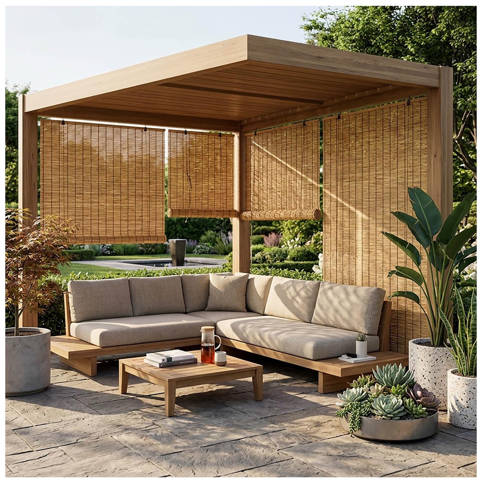 CMJYMX Bamboo Window Blinds 50-150cm, Bamboo Roller Shades Light Filtering Sun Protection Bamboo Curtains For For Window Patio Gazebo Restaurant(120x190CM/47x74IN)