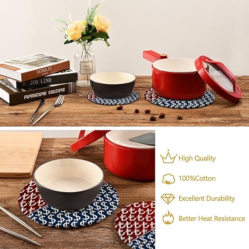 Miniatura 7 de Us Dollar Trivet Pot Holder Turkish Lira Round Woven Potholders Set Kitchen Placemats 2PCS Cotton Rope Table Hot Pads Stylish Coasters Heat