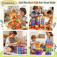 Vista 4 de Coodoo 60 PIEZAS Bloques Magnéticos de Construcción para Niños Juguetes STEM Bloques Magnéticos Juguetes Sensoriales Juegos para Niños Imán Juego