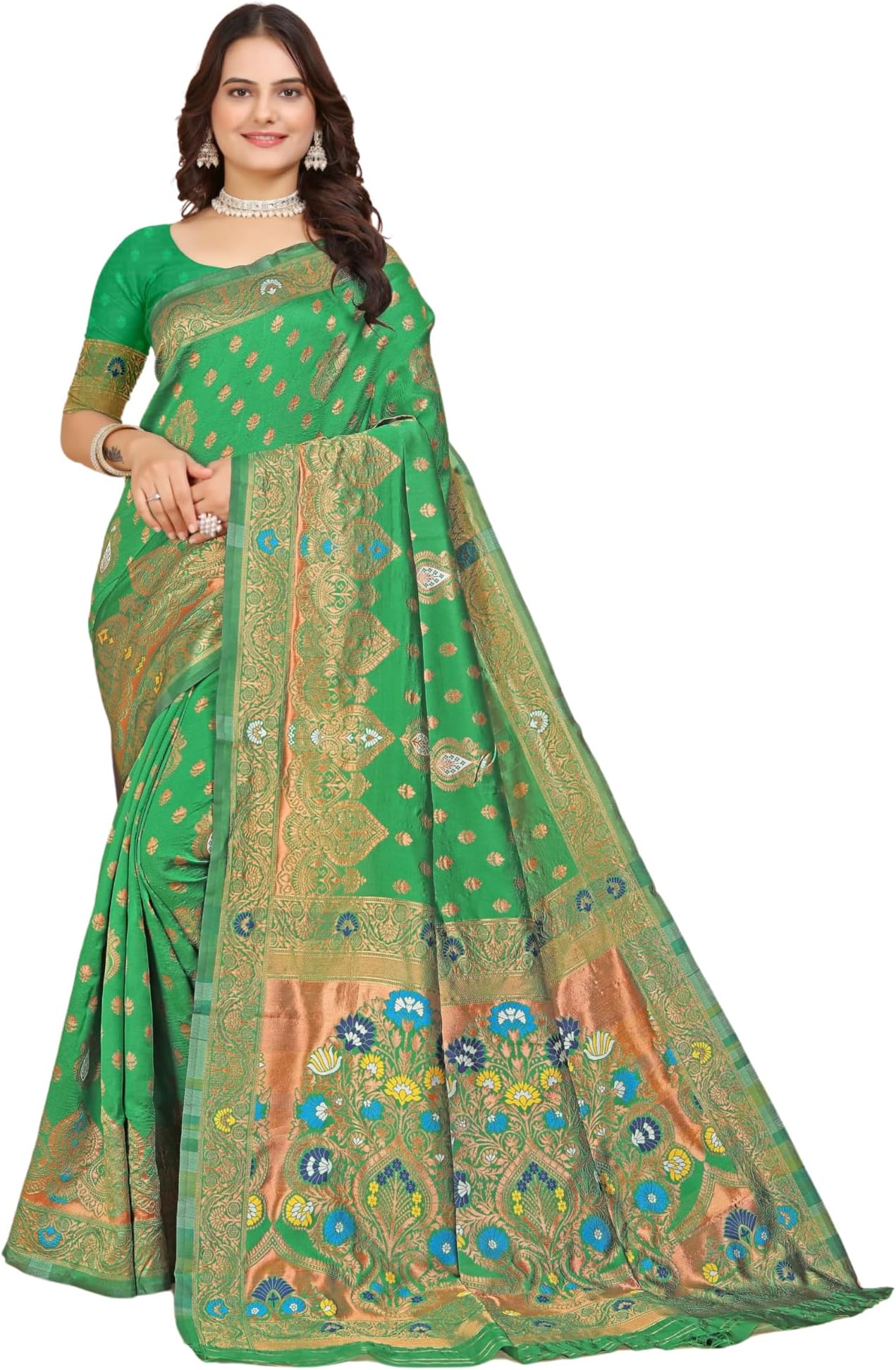 GenericBhavna-Tex fashion Sarees for Women Silk Ethnic Indian Wedding Gift Sari with Unstitched Blouse