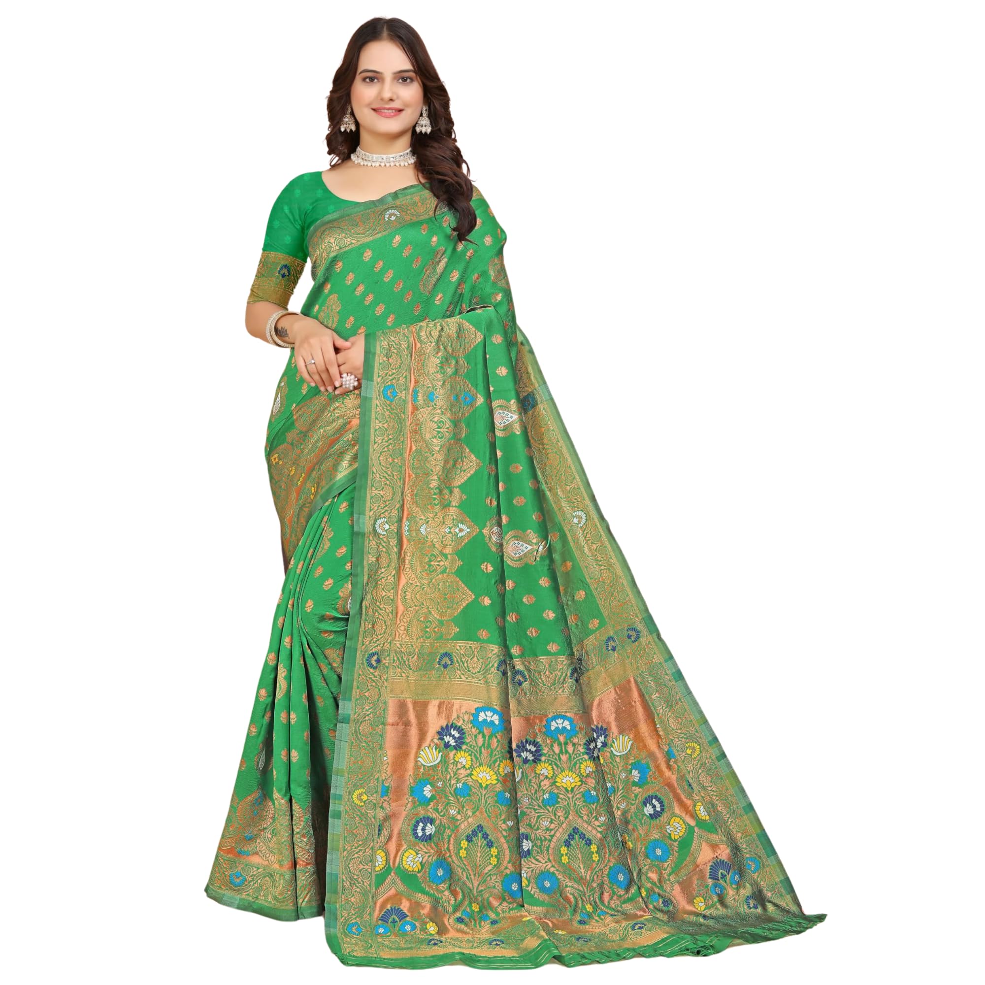 GenericBhavna-Tex fashion Sarees for Women Silk Ethnic Indian Wedding Gift Sari with Unstitched Blouse