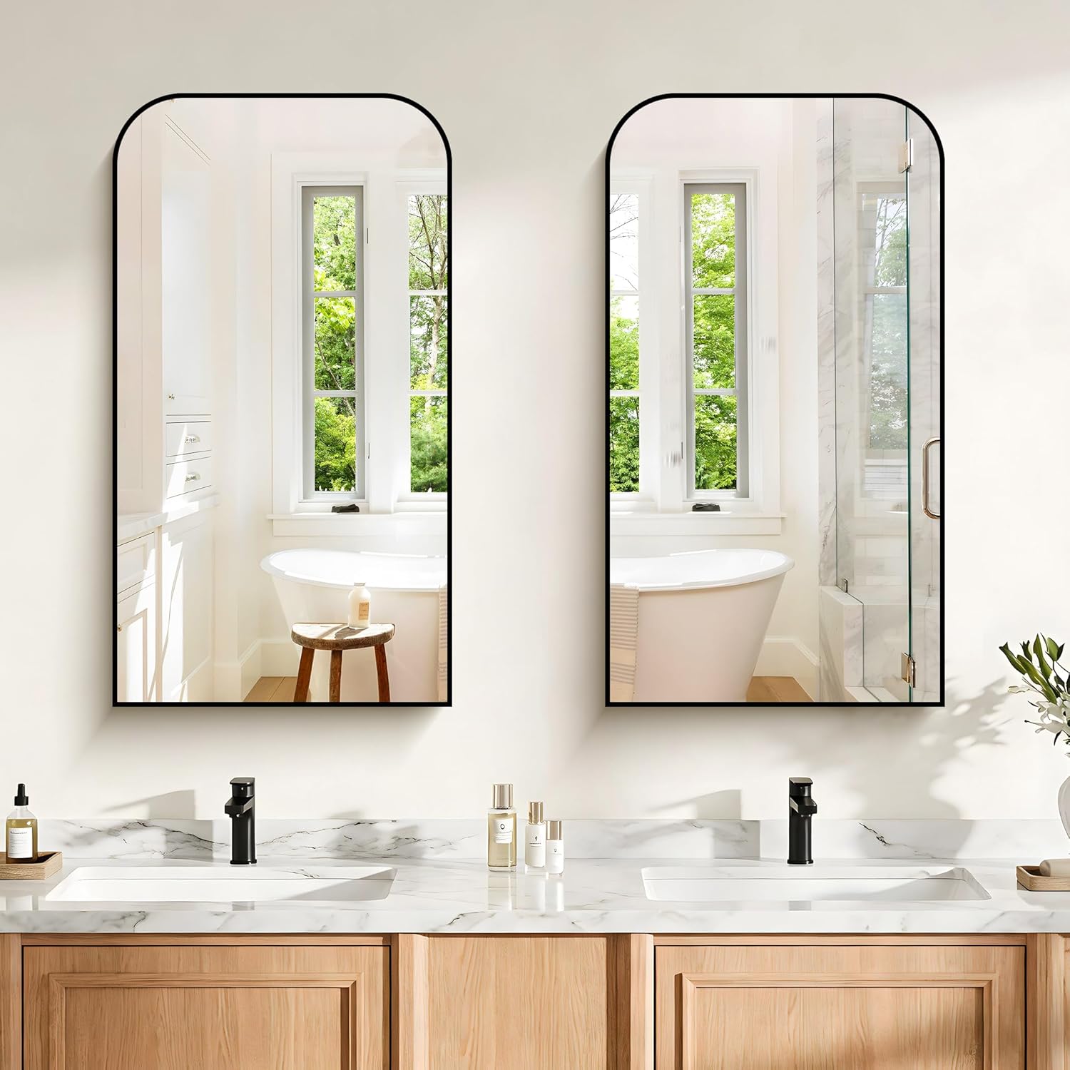 bathroom mirror, 20x36 inch black rectangle wall mounted mirror with thin frame, bathroom vanity mirrors for over sink, entryway, living room, bedroom 36''l x 20''w