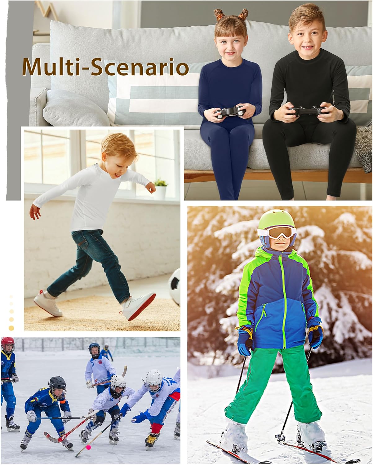 Roadbox Boys Compression Thermal Shirt - 1-2 Pack Youth Long Sleeve Fleece Base Layer Undershirts Football Baseball - Image 2