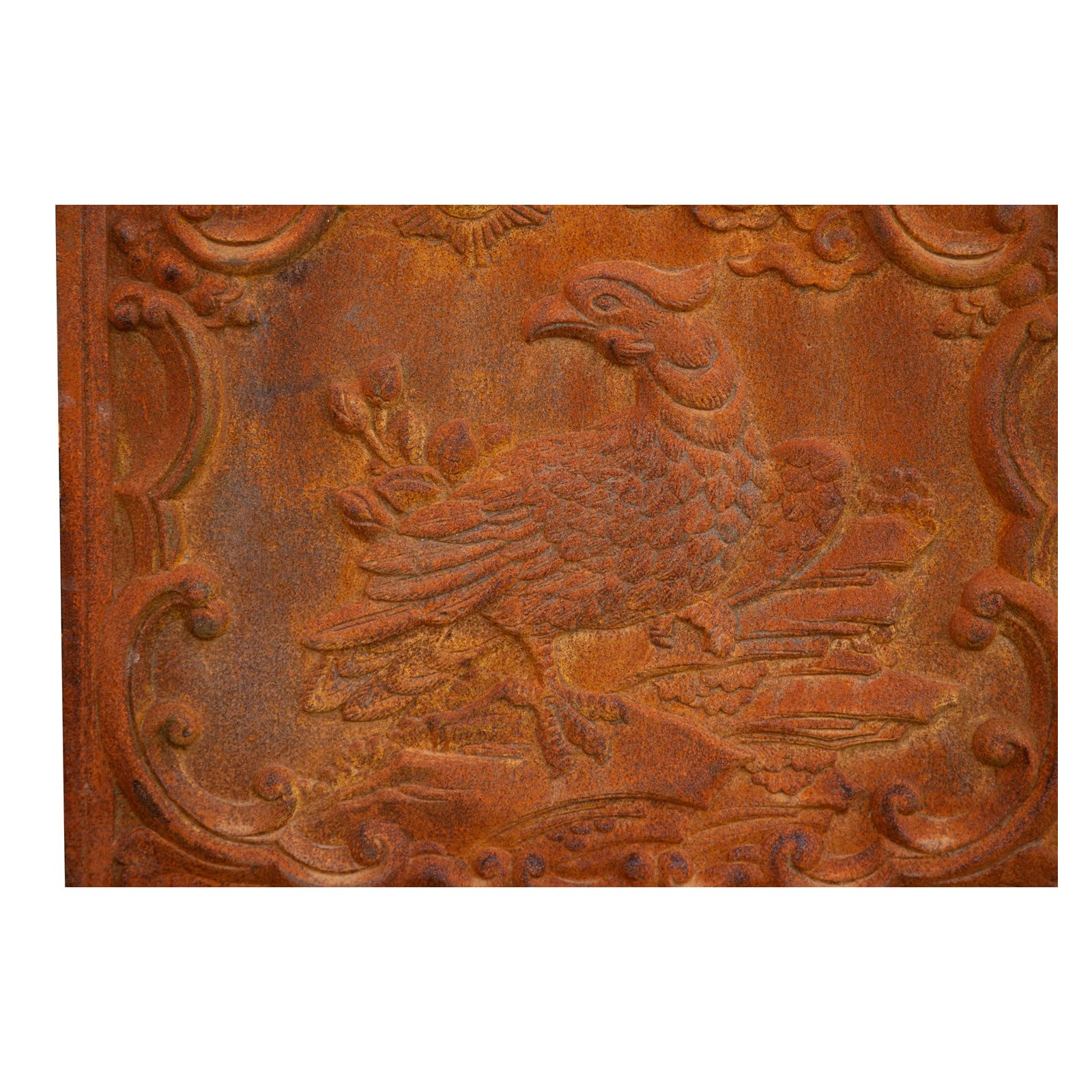 Biscottini Frontone con stemma 47x2,5x46 cm | Piastra per camino funzionale e decorativa | Frontone camino in ghisa