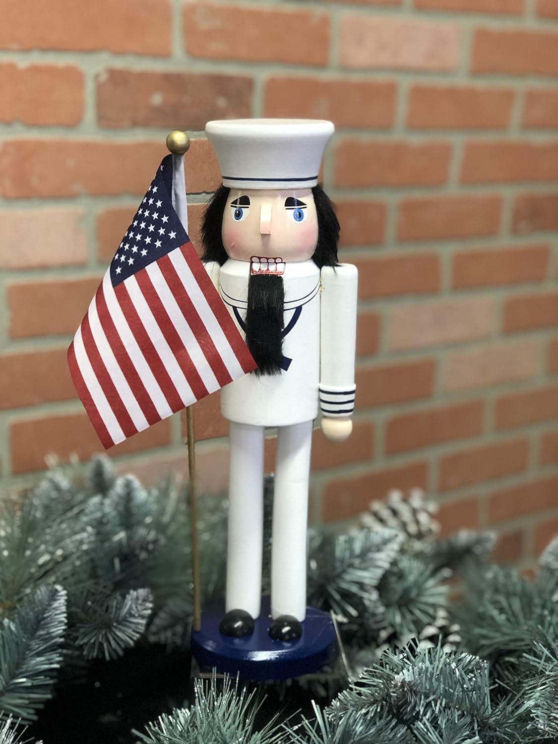 Santa's Workshop 70557 Navy Nutcracker with Flag, 14", Multi