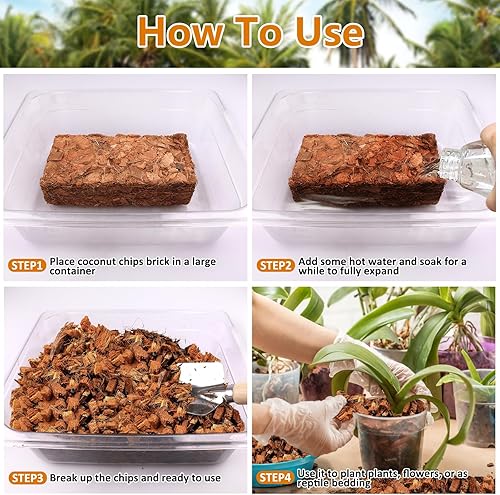 Miniatura 4 de Legigo Paquete de 2 chips de cáscara de coco, 2.2 libras, 100 % orgánicos, mezcla de tierra para macetas con bajo equilibrio de EC y PH, sustrato de