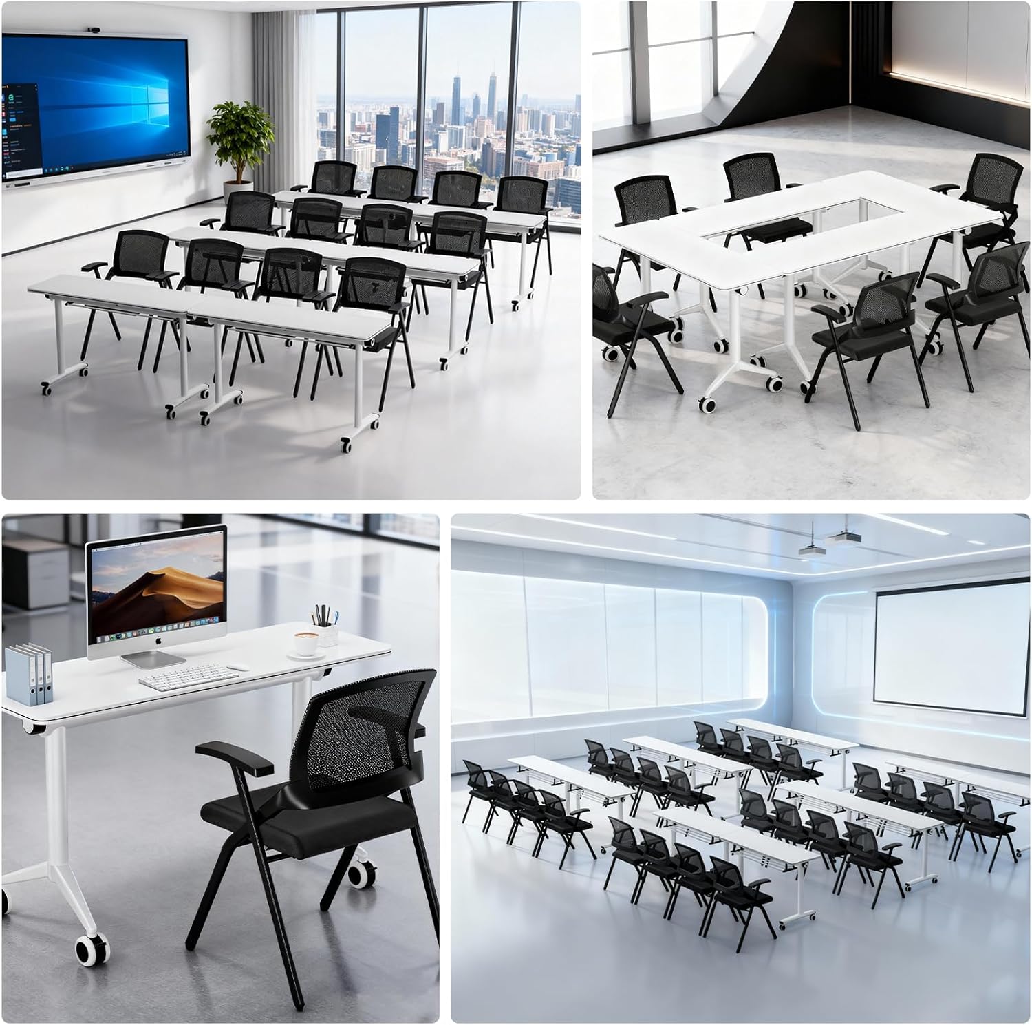 6Pack Foldable Office Chair with Mesh Back,Stackable Conference Room Chair,Office Folding Chair,Conference Room Chair,Office Guest & Reception & Meeting Chair