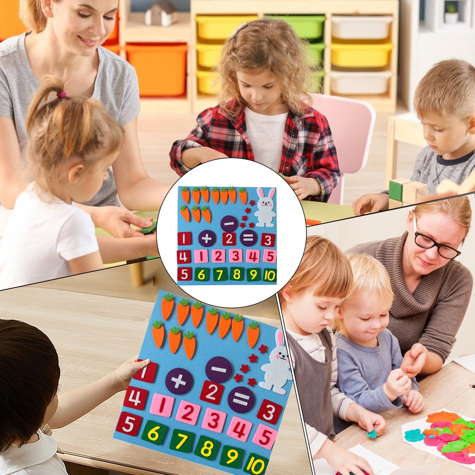 Tabella in feltro – Conteggio e sottrazione – Tavola in feltro – Tabella in feltro con numeri per i bambini – Giocattolo educativo per la matematica