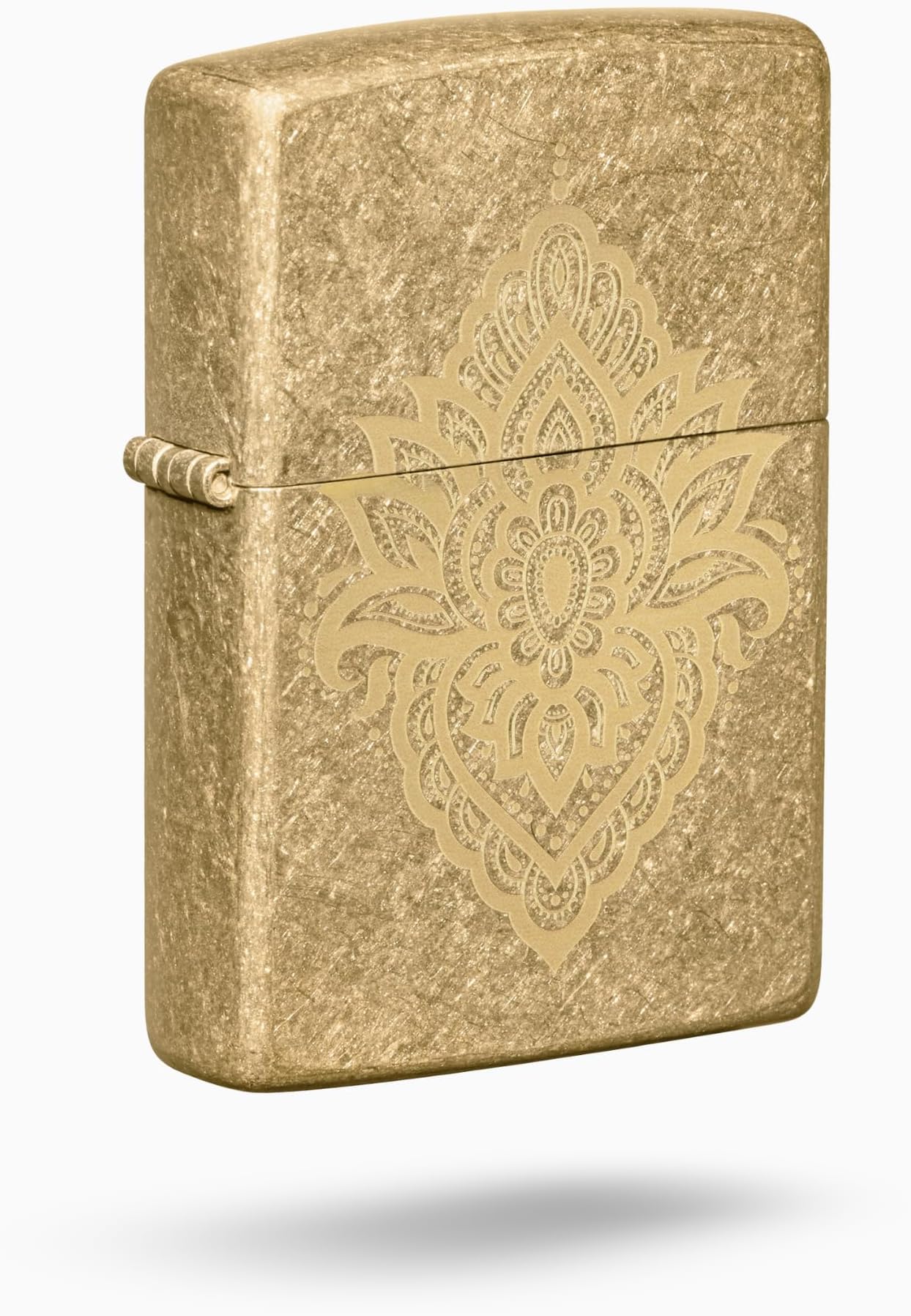 Zippo Tumbled Brass Laser Engrave Windproof Pocket Fuel Lighter, BIS Certified, Refillable