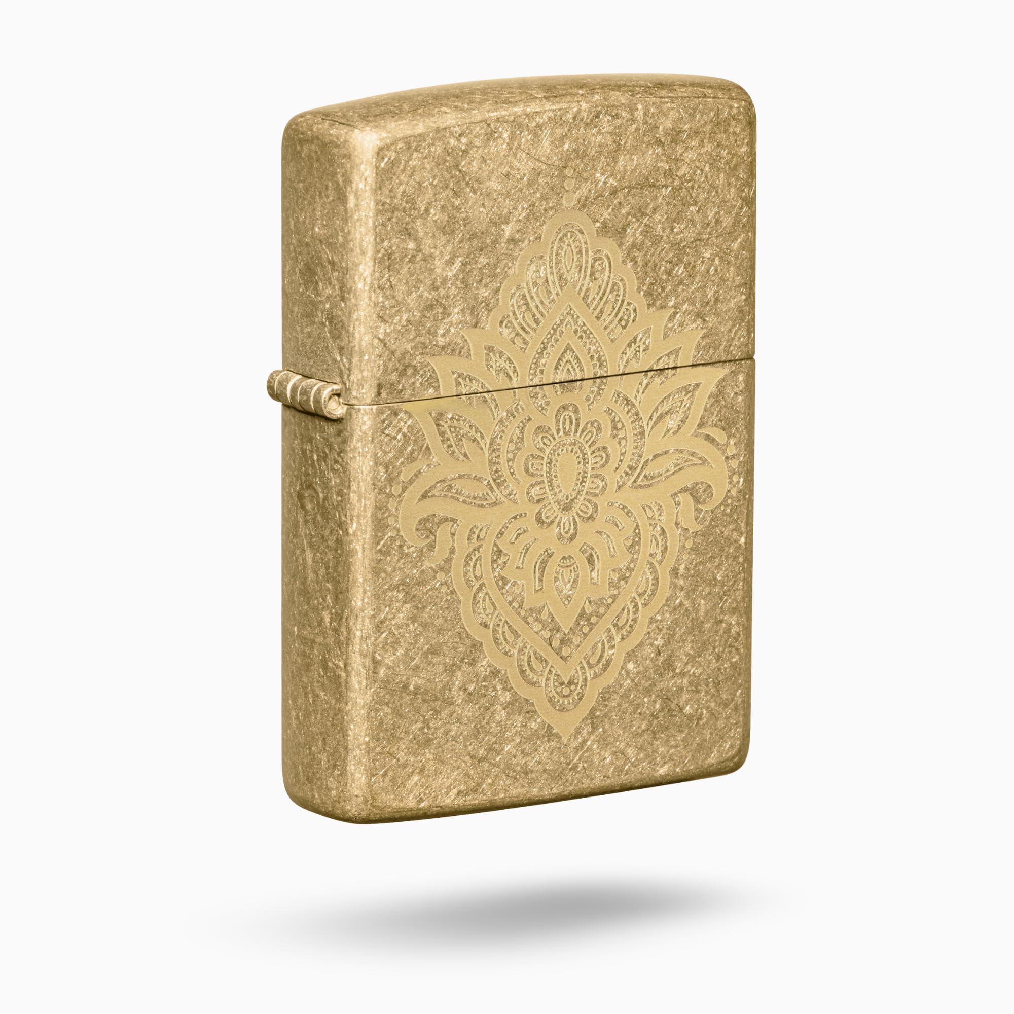 Zippo Tumbled Brass Laser Engrave Windproof Pocket Fuel Lighter, BIS Certified, Refillable