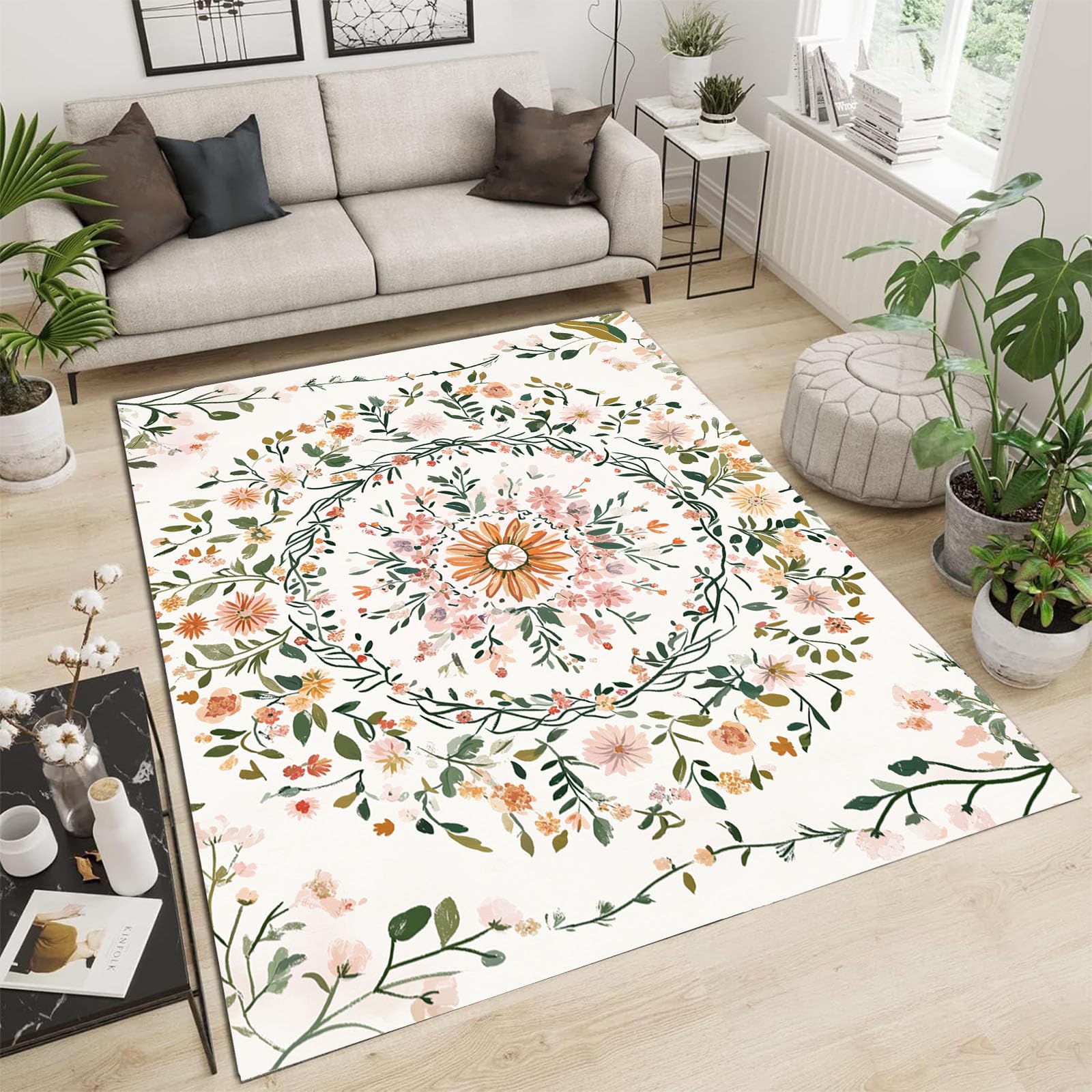 Tapis bohème lavable en machine 60x90 et anti-dérapant