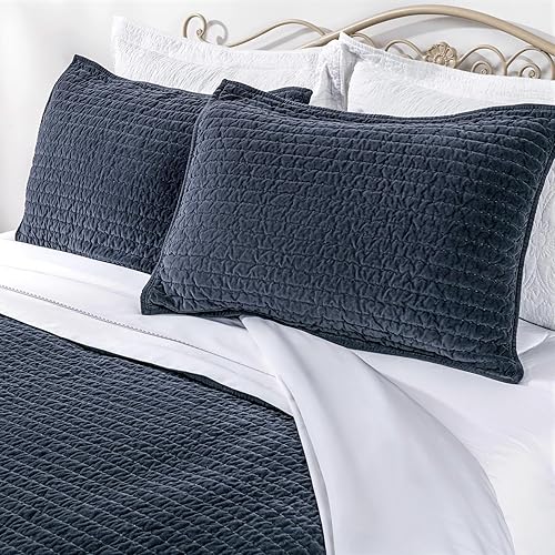 Miniatura 6 de Elegant Life Home Juego de edredones y fundas de almohada de algodón de terciopelo real (funda King, color azul polvoriento)