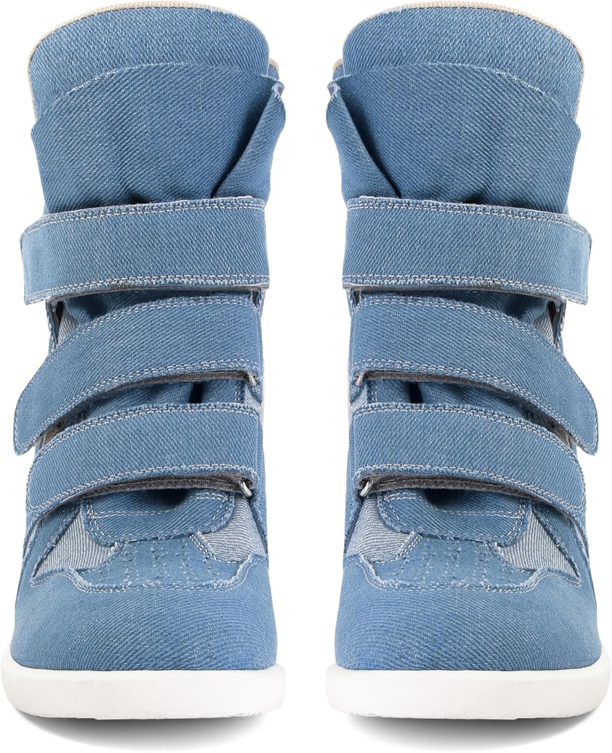 Wedge Sneakers for Women Heels Suede Hook and Loop High Heel Tennis Round Toe Triple Strappy Band Casual Vintage Fashion Dressy Comfy Campus Trendy Retro - Image 5