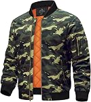 TACVASEN Men's Bomber Jacket Winter Warm Padded Work Coat Casual Windproof Quilted Jacket with Zipper Pockets