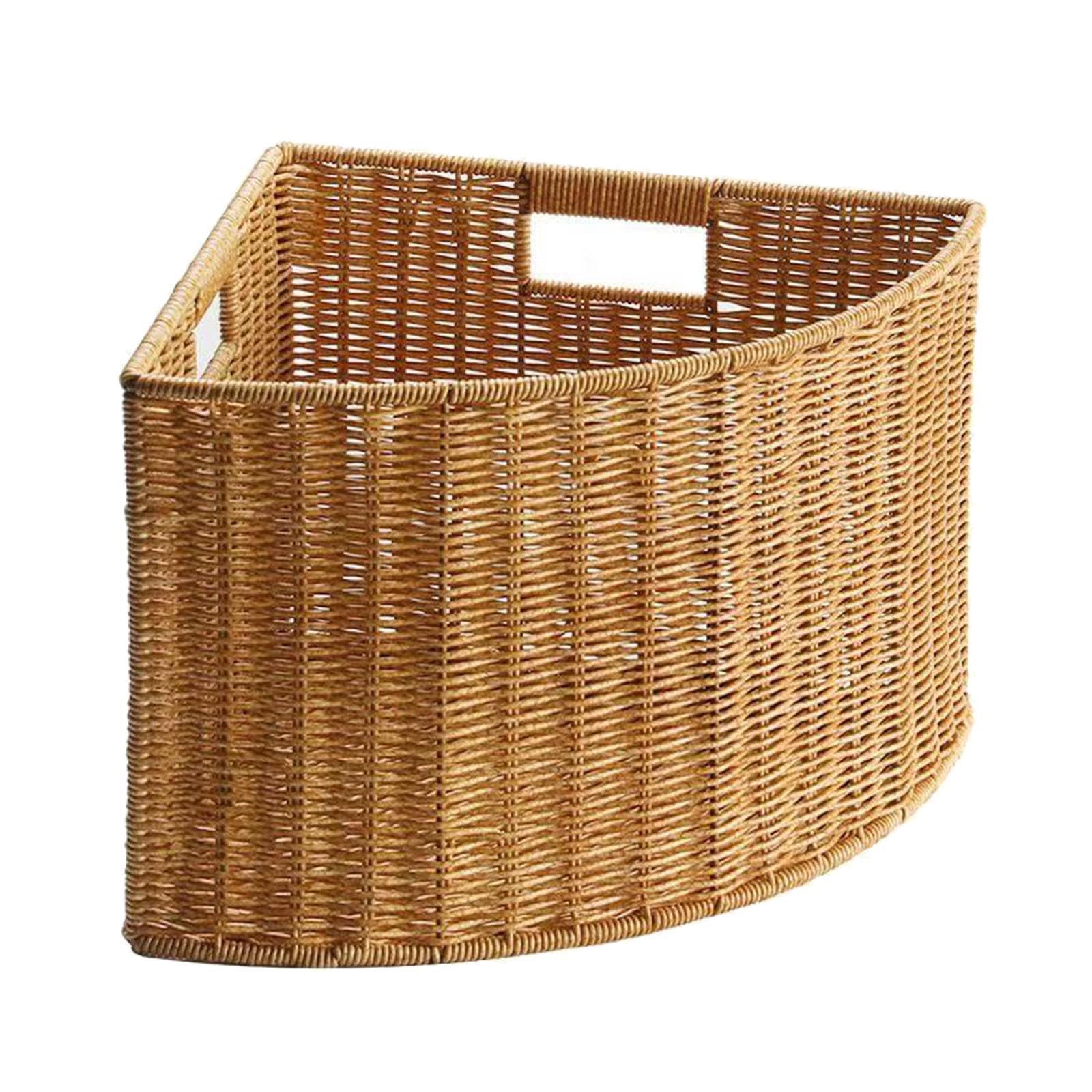 Fenteer Corner Storage Basket Woven Organizer Triangle Space Saving Bin Versatile Space Saving Portable Compact Wardrobe Organizer Bin Narrow Space Bin for Snacks Cosmetics Clothing Bathroom — image 1