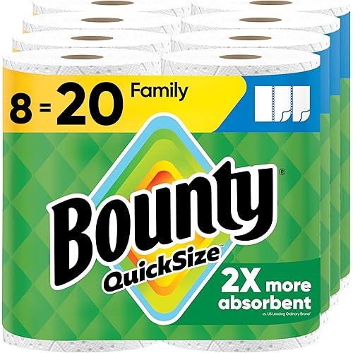 Bounty Quick Size Paper Towels, White, 8 Family Rolls