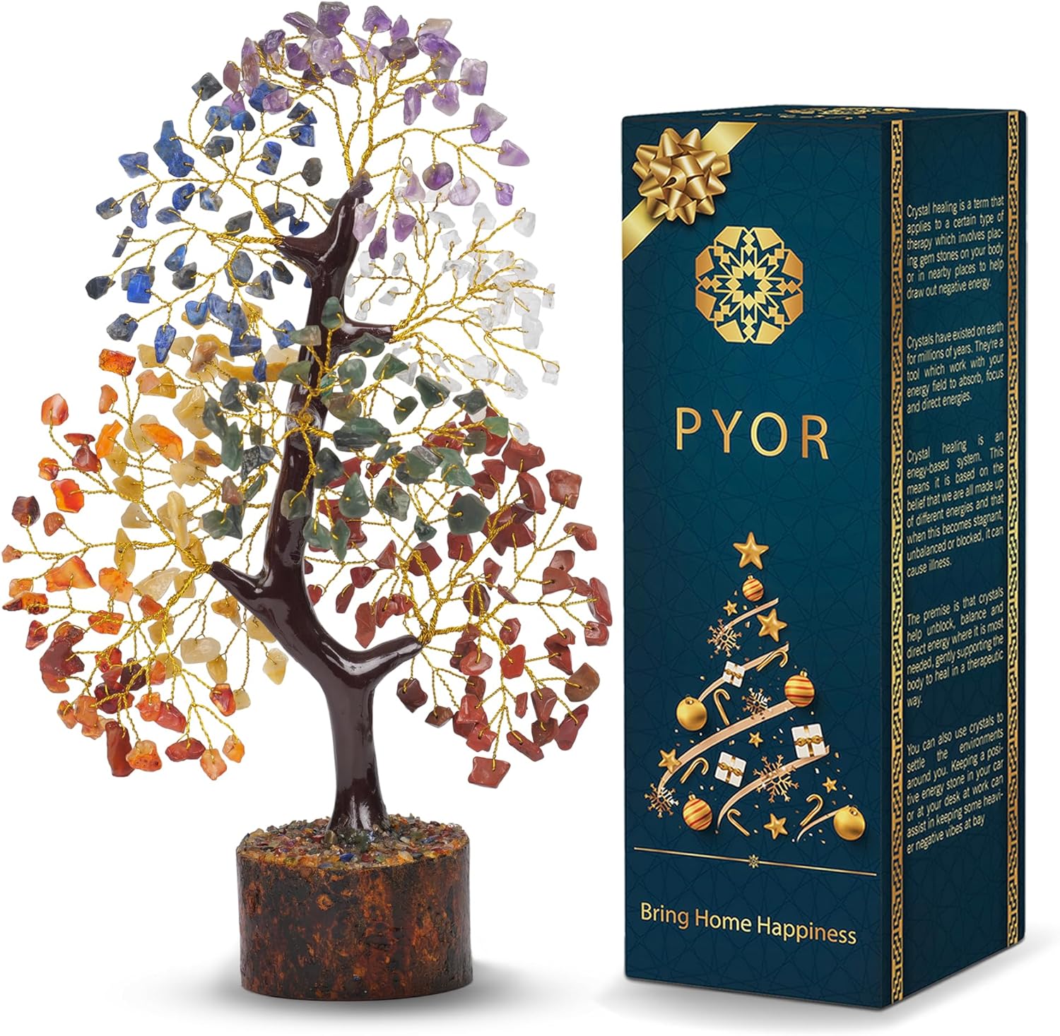 7 Chakra Tree Of Life Decor – Crystals, Birthday Gifts For Women – House Warming Gifts New Home – Bonsai Tree Home Decor – Meditation Accessories – Good Luck Office Decor – 300 Beads Chakra Stones