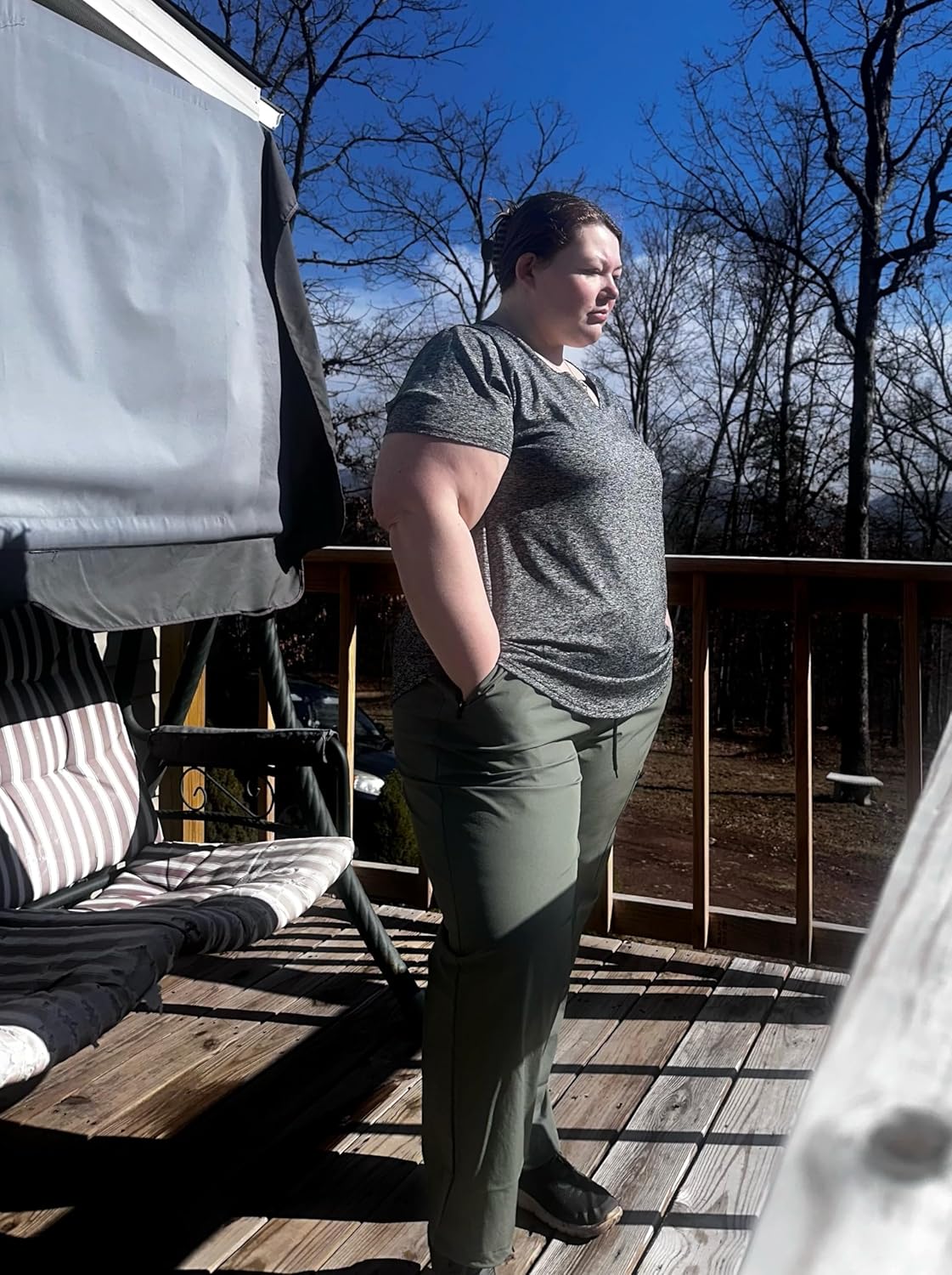 COOTRY Women's Plus Size Hiking Cargo Pants Athletic Workout Outdoor Quick Dry Lightweight Joggers Zipper Pockets Golf Pants - Image 4