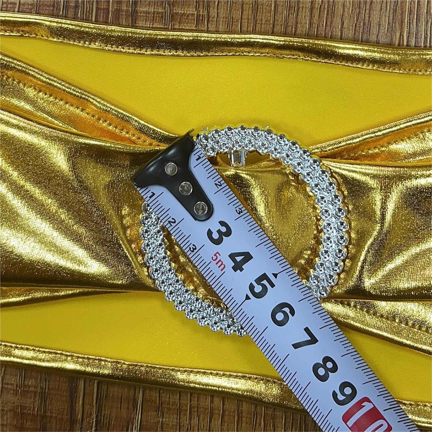 Chair Sashes 30pcs Bow Shiny Metallic Chair Knot Bands Tie with Round Buckle(Blue)
