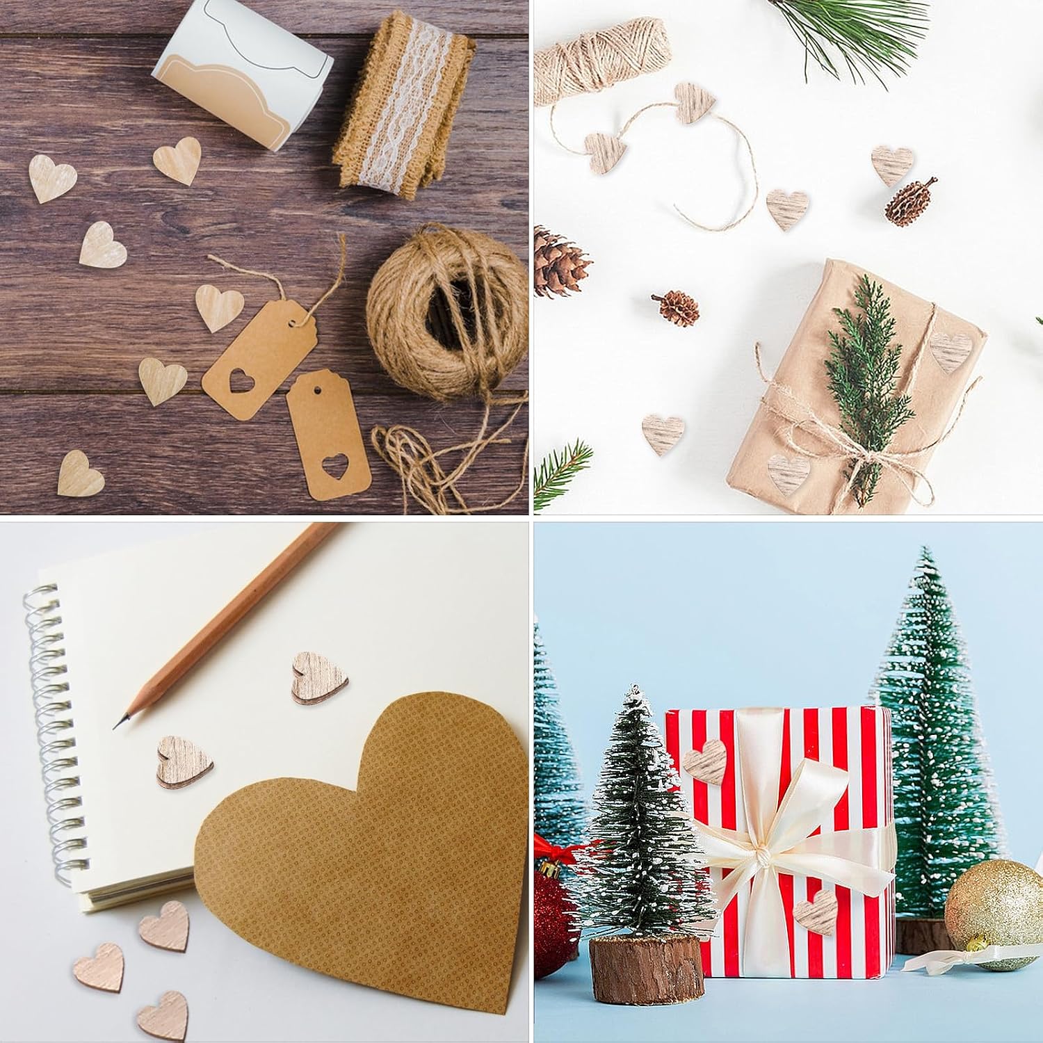 100Pcs Small Wooden Hearts for Crafts 1/2 Inch, Unfinished Wood Crafts Small Heart Cutout Slices Heart Shaped Wood Sign Wood Cutout Slices for Valentine‘s Day Wedding Birthday Party Decoration