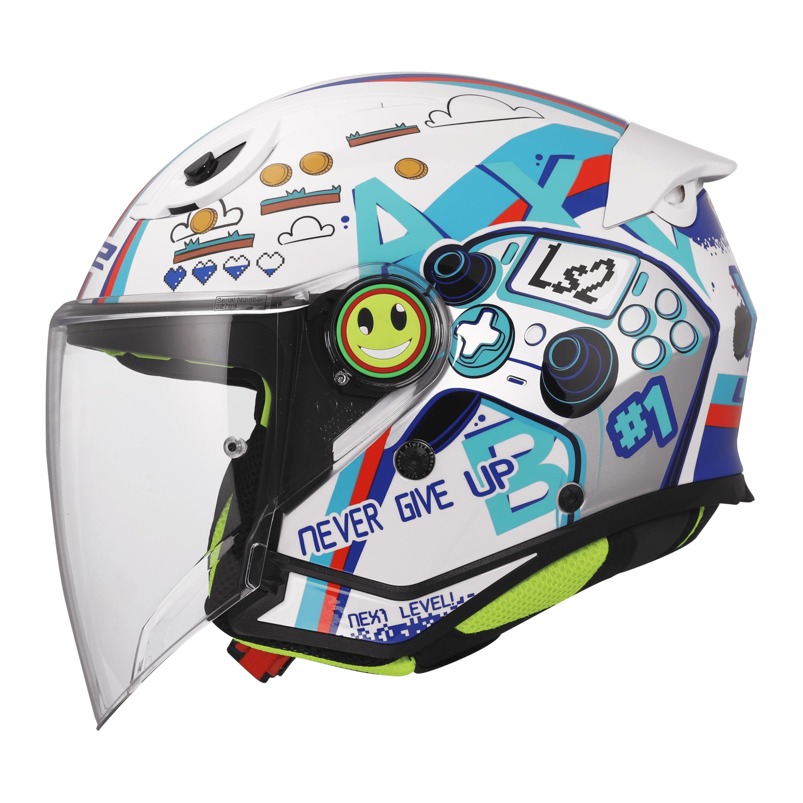 Casque jet enfant LS2 Funny II Next Level avec écran long blanc S - 8