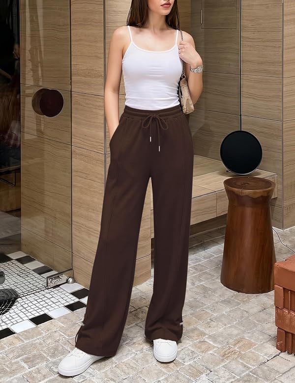 Rapbin Business Casual Pants for Women Wide Leg Pant with Pocket Dark Brown by Rapbin - Used condition - Image 5